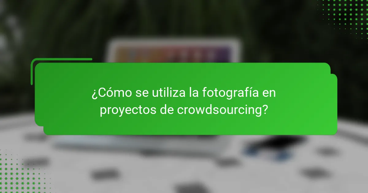 ¿Cómo se utiliza la fotografía en proyectos de crowdsourcing?
